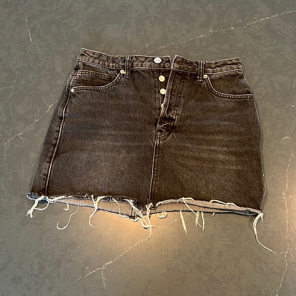 black denim mini skirt